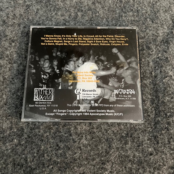 VIOLENT SOCIETY 1995 Not Enjoyin' It ORANGE TEXT CD Mother Box Records PA Punk - Picture 4 of 5